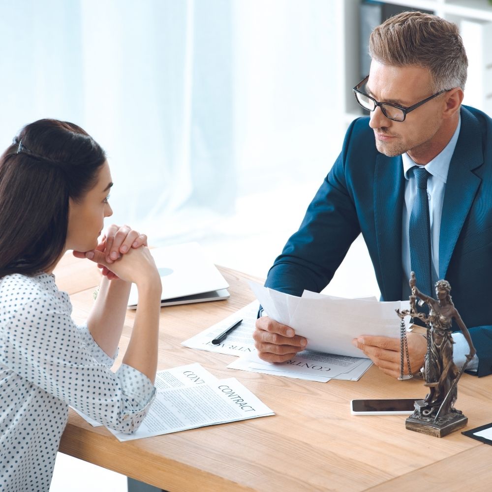 Lawyer speaking to a client