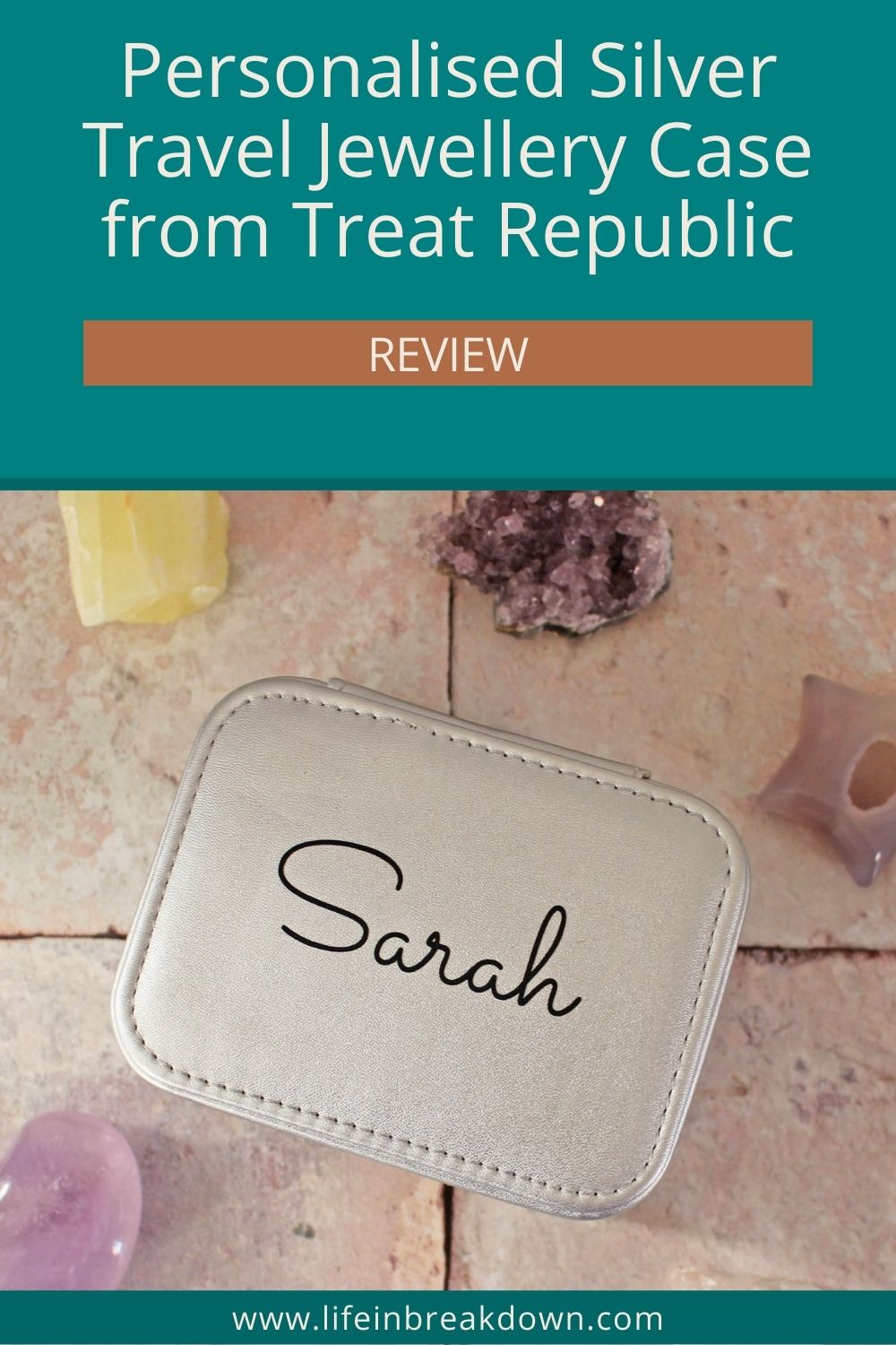 Personalised silver travel jewellery case from Treat Republic review pin