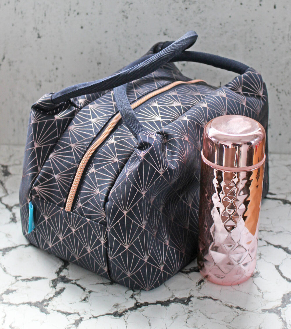 SMASH Navy And Rosegold Paddington Bag and Rosegold Diamond Coffee Flask