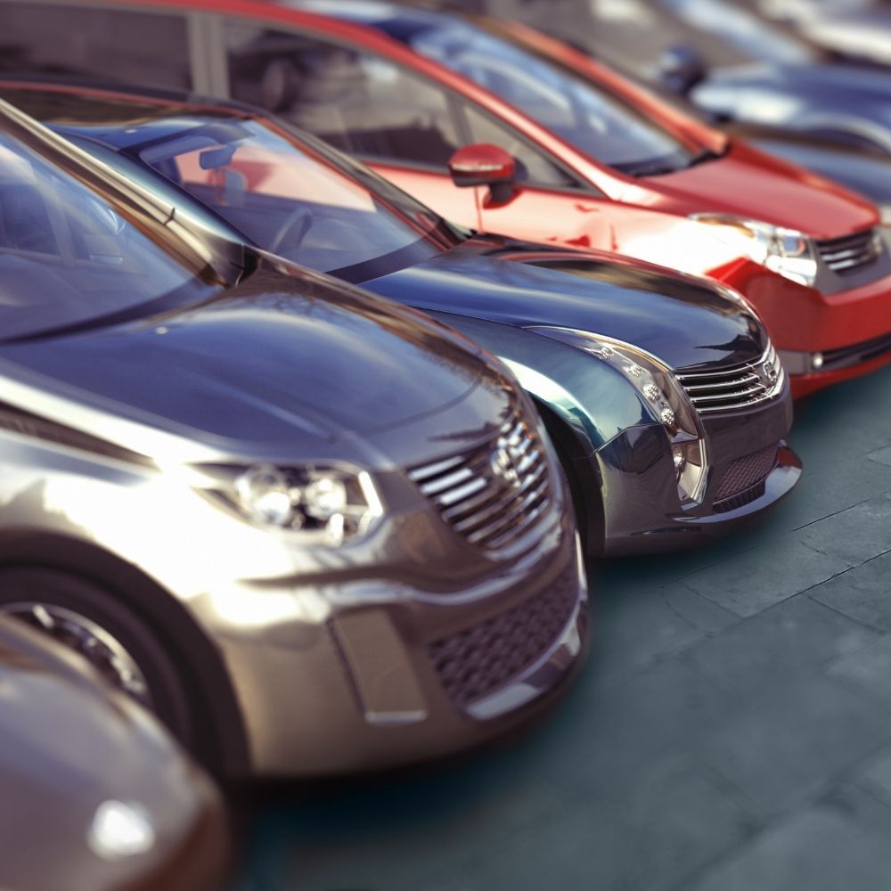 line of cars in different colours