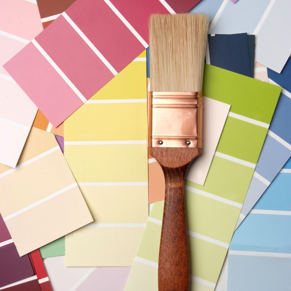 paint brush and colour swatches