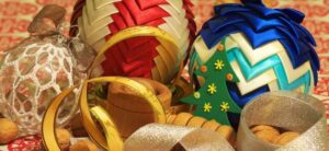 selection of colourful christmas decorations