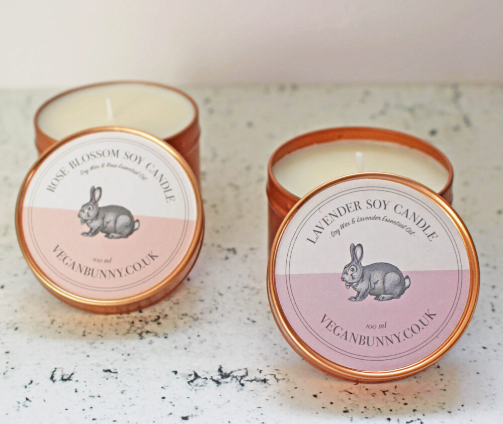 Vegan Bunny Floral Candle Set