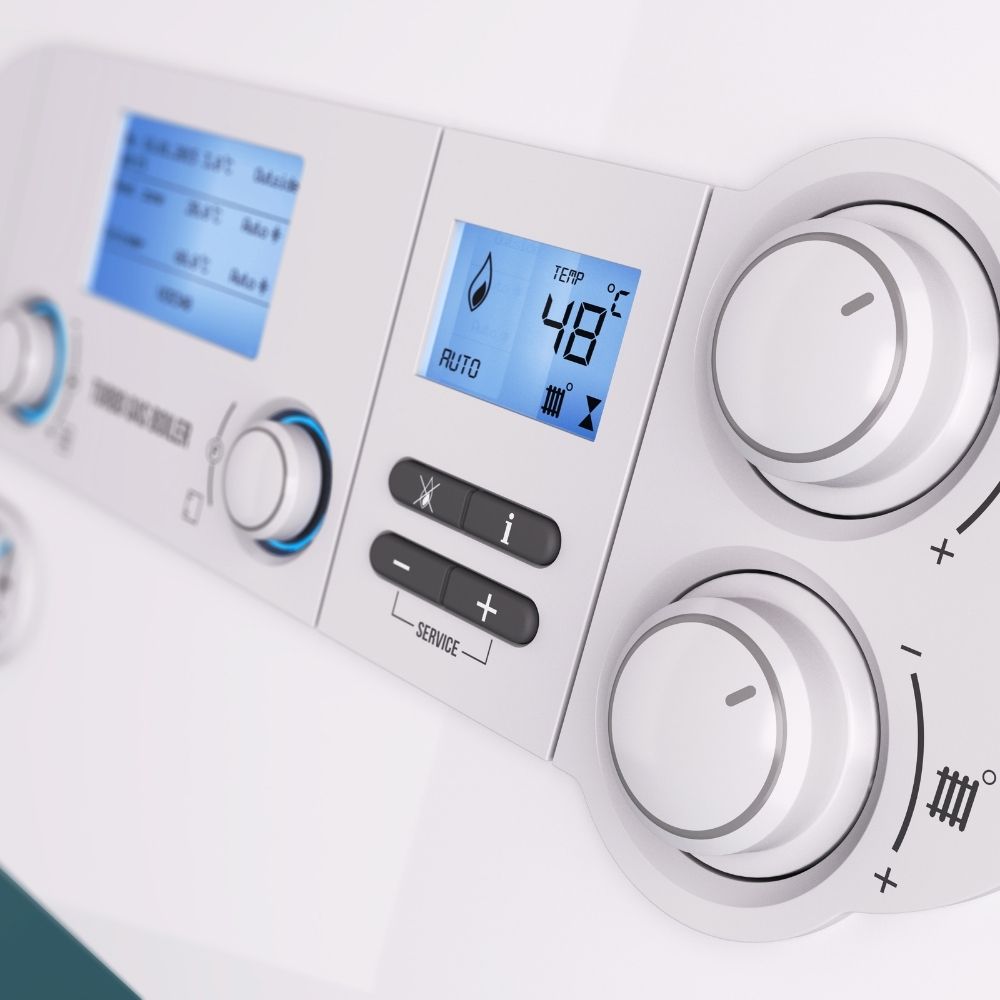 close up of the control panel on a smart boiler
