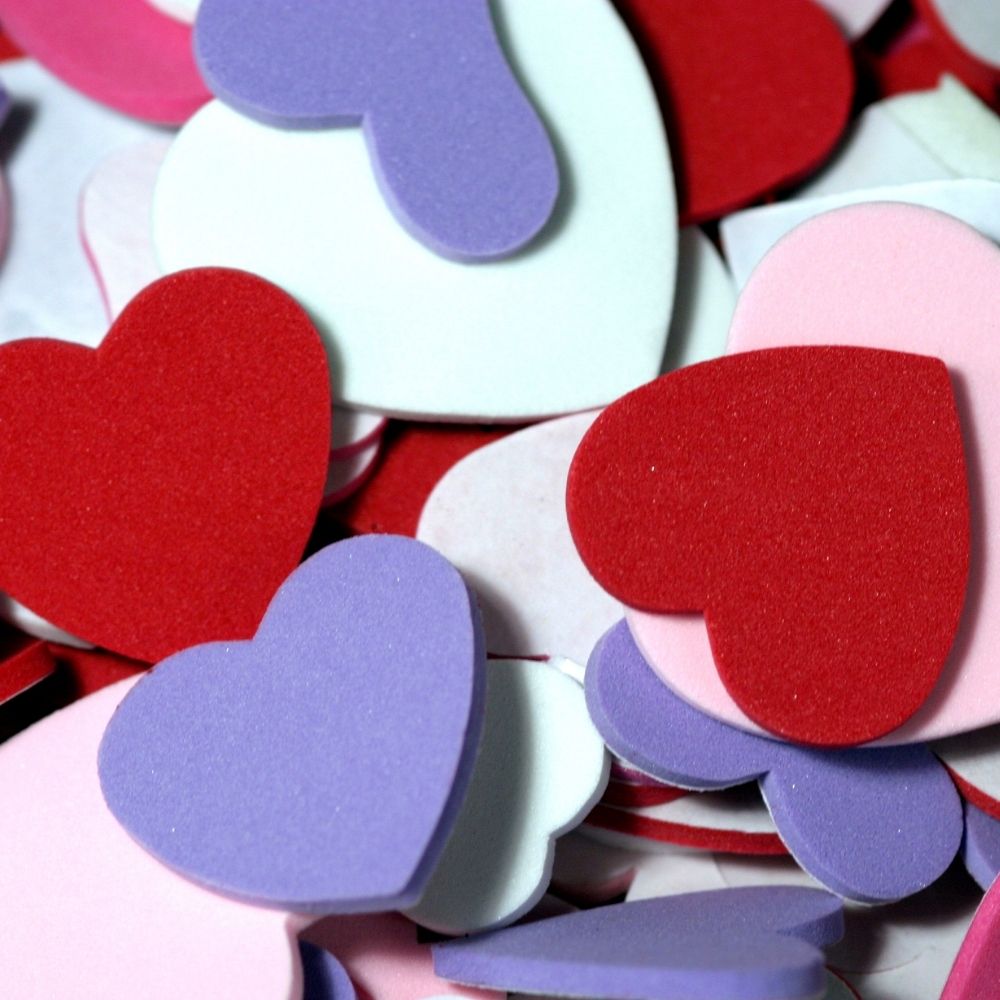 selection of red white a purple hearts