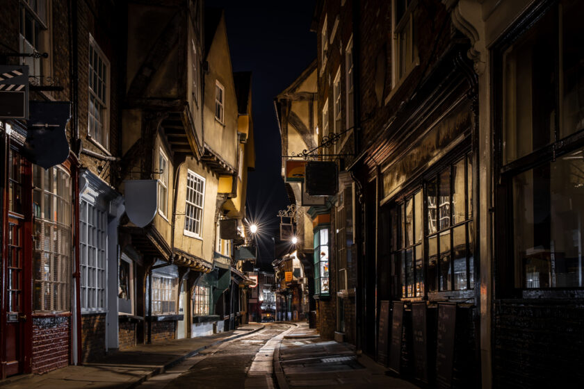 Medieval street of Shambles in York, England
