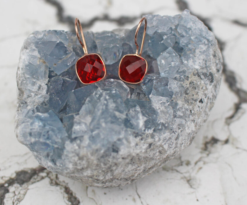 Lily Blanche Garnet Earrings in Rose Gold