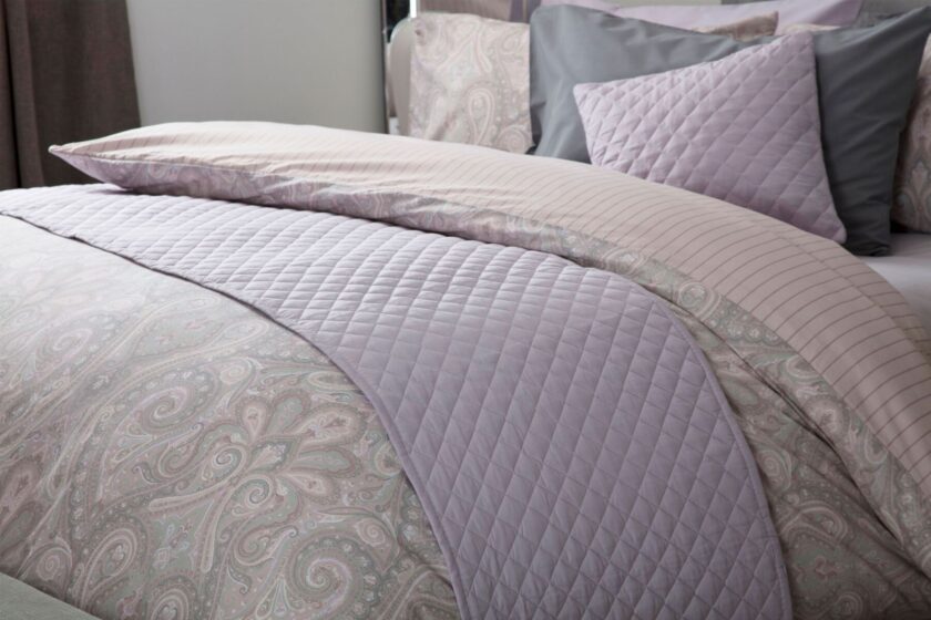 bedding with lilac bed runner