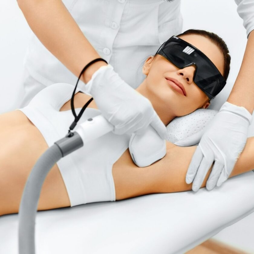 woman having hair removal treatment