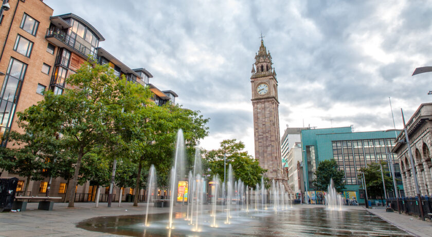 Belfast Skyline in the Evening, Belfast City, Northern Ireland, United Kingdom (UK).
