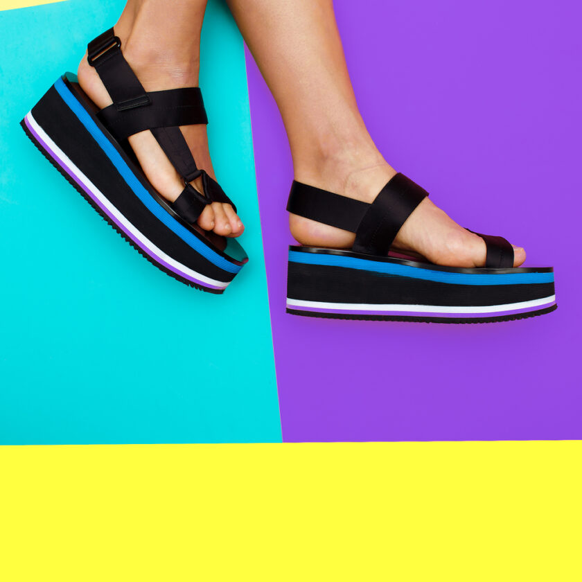 Platform summer trend. Stylish shoes for girls