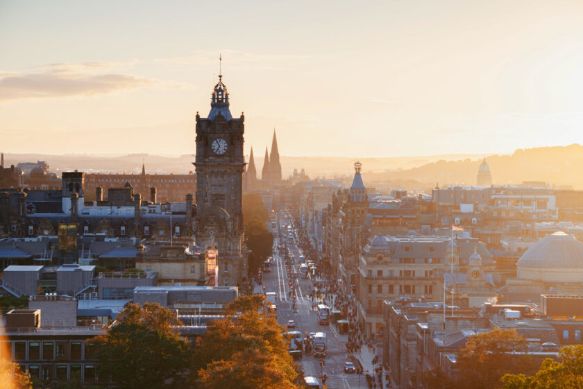 Edinburgh city skyline from Calton Hill., United Kingdom