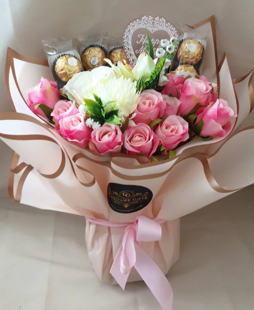 hand tied bouquet with flowers from Couturegifts17 via Etsy