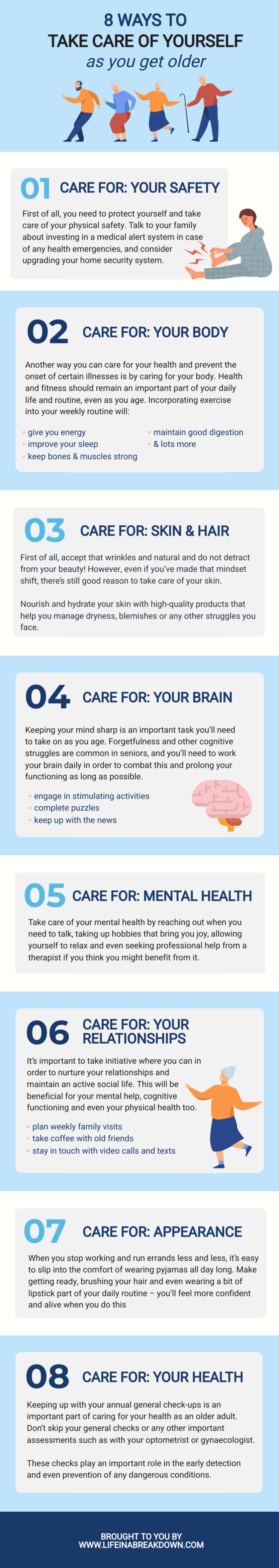 Ageing Gracefully: 8 Ways to Take Care of Yourself As You Get Older Infographic
