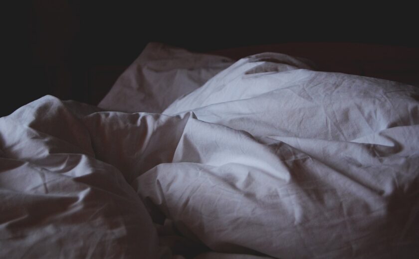 Close up of a white blanket