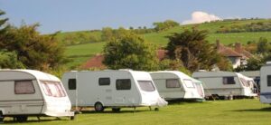 caravans set up in a park