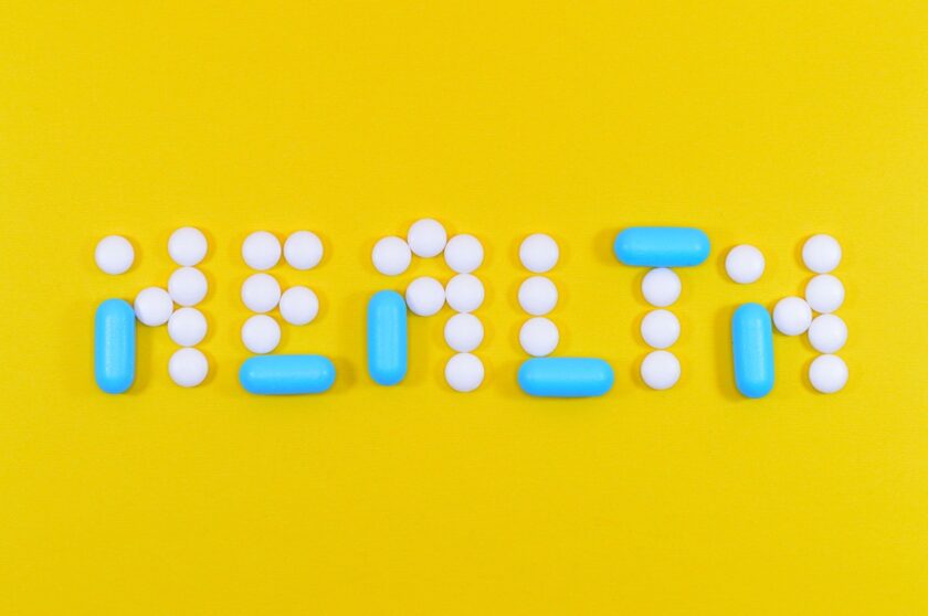 Health written on a yellow backdrop