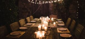 tables set up ready for a dinner party