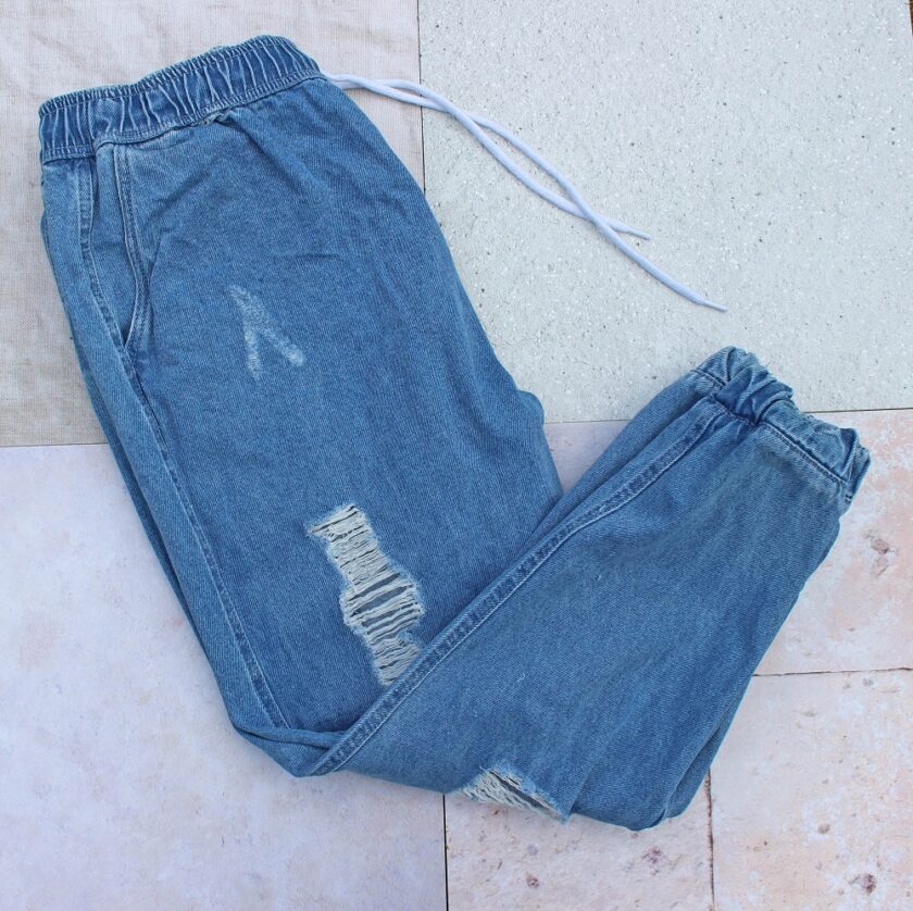 Curve Mid Blue Ripped Jogger Jeans from Yours Clothing