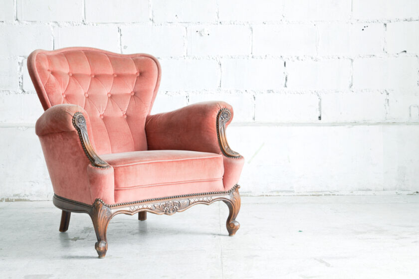 Pink classical style Armchair sofa couch in vintage room