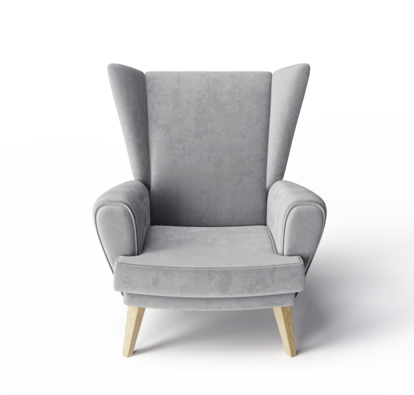 grey armchair isolated on a white. 3d illustration