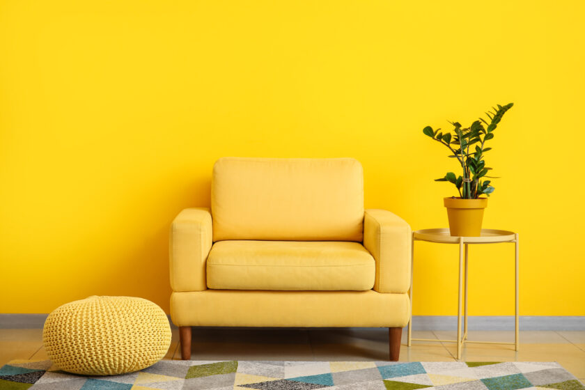 Interior of room with comfortable armchair