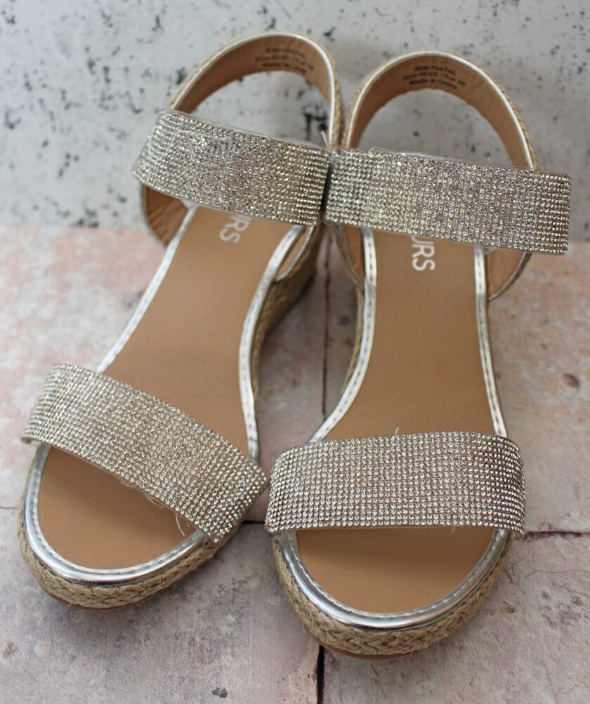 Silver Espdrille Wedge Sandals in Extra Wide EEE Fit from Yours Clothing