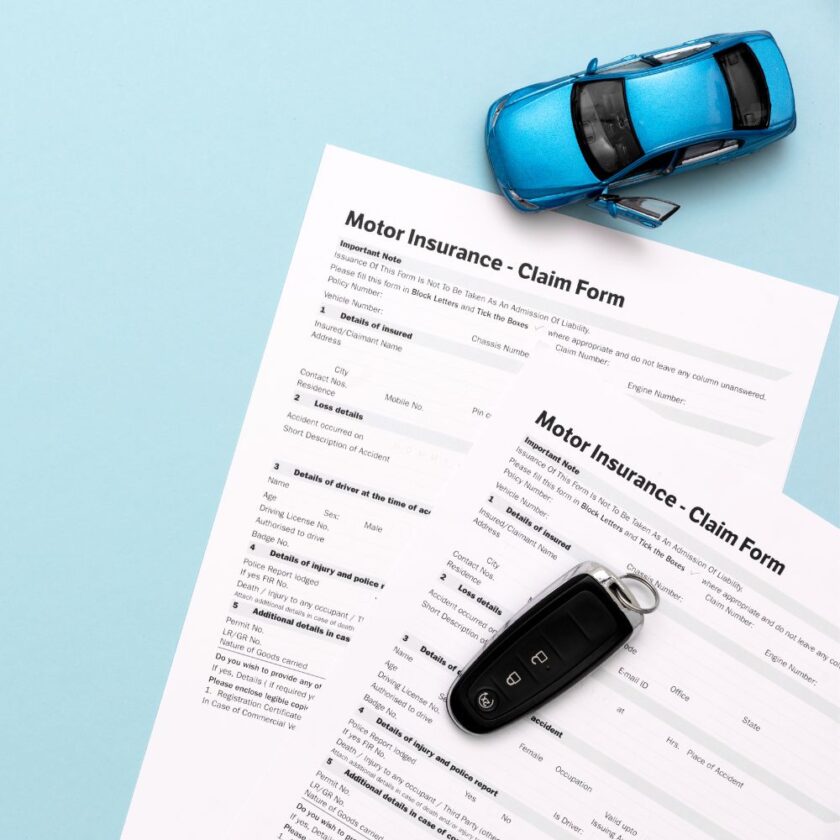 car insurance registration form with a pen