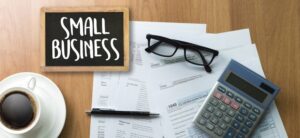 small business display with working outs and a coffee