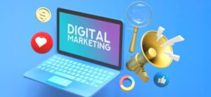digital marketing concept with a megaphone