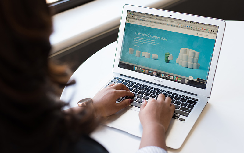 woman using a laptop