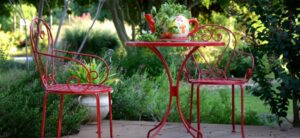 Red garden table set
