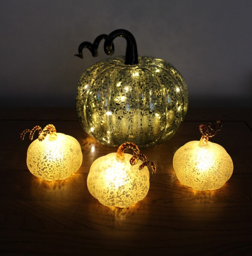 Mercury Black Light Up Pumpkin Decoration and Mini Pumpkins from Lights4Fun