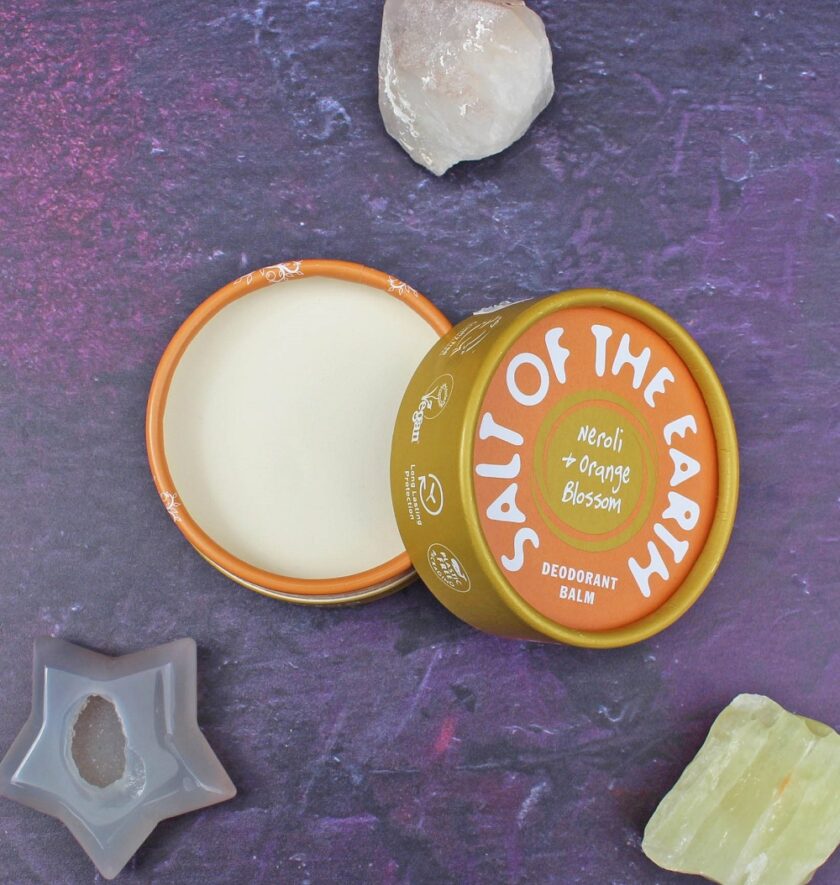 Orange and Neroli Natural Deodorant Balm Open from Salt of the Earth