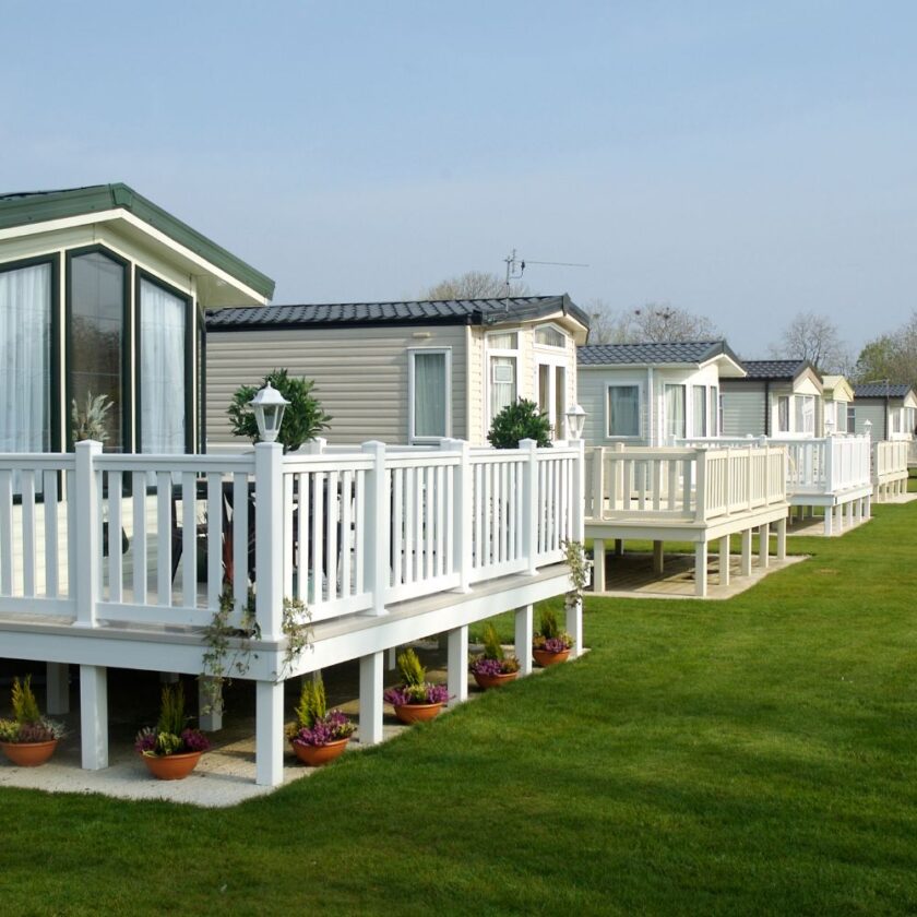 caravans set up on a site 