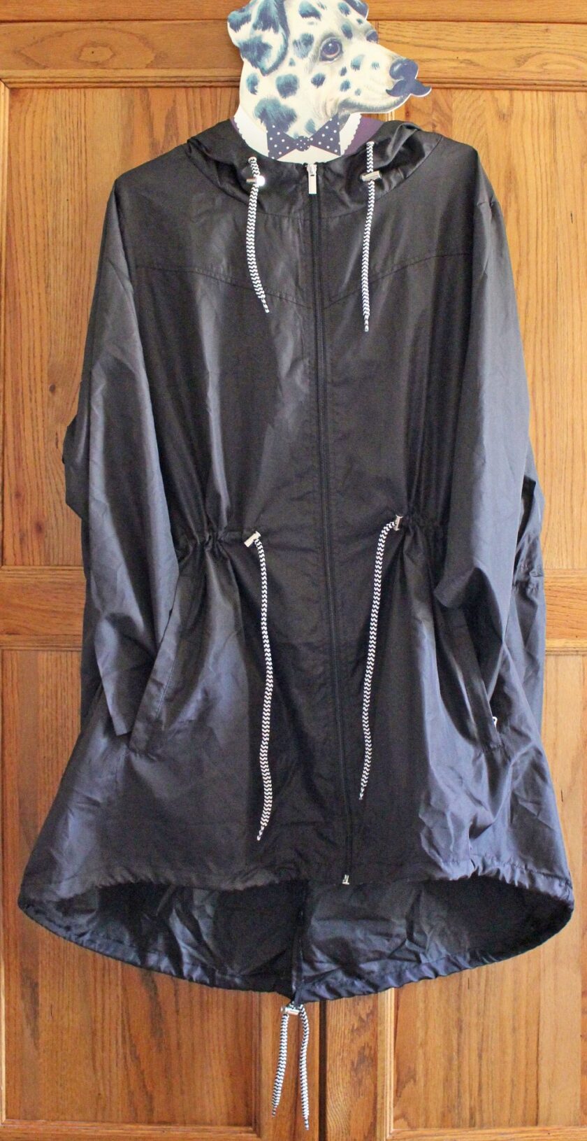 Curve Black Contrast Drawstring Pocket Parka