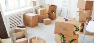 boxes packed up in a room ready for moving