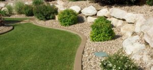 garden beautifully landscaped with stone edging