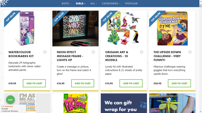 girls age 9 gift ideas from Wicked Uncle
