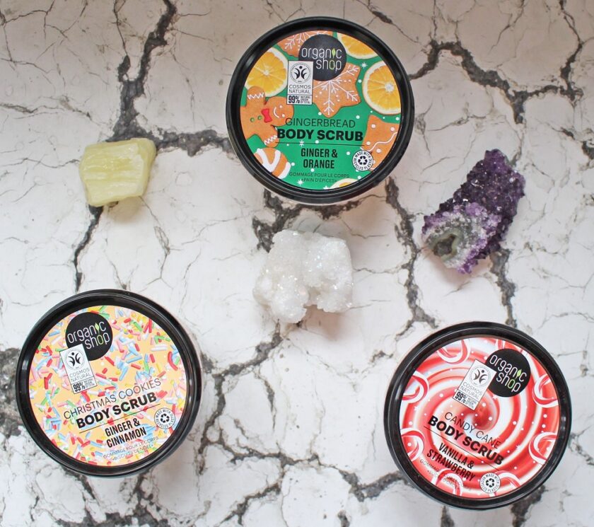 Organic Shop Christmas Body Scrubs from above