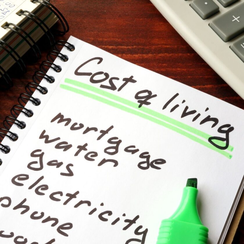 cost of living written in a notebook