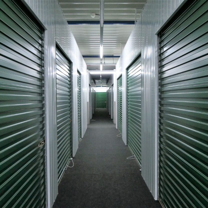 hallway of storage units