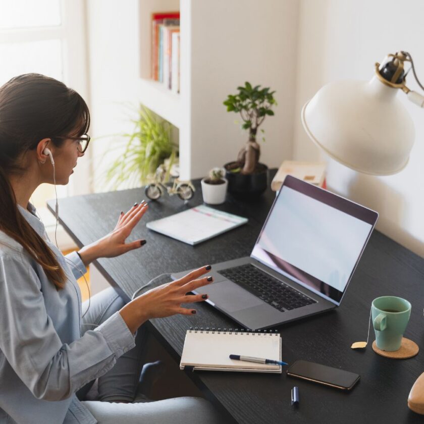 woman working from home on a laptop