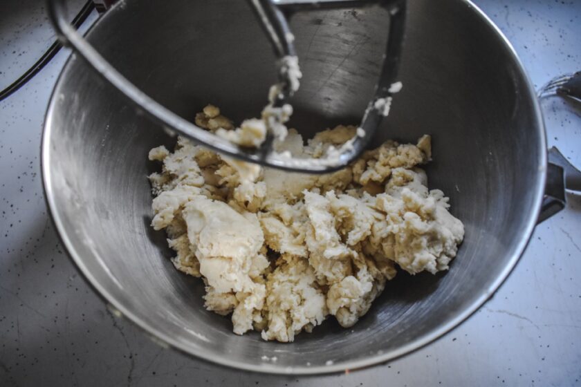 Dough in a mixing bowl