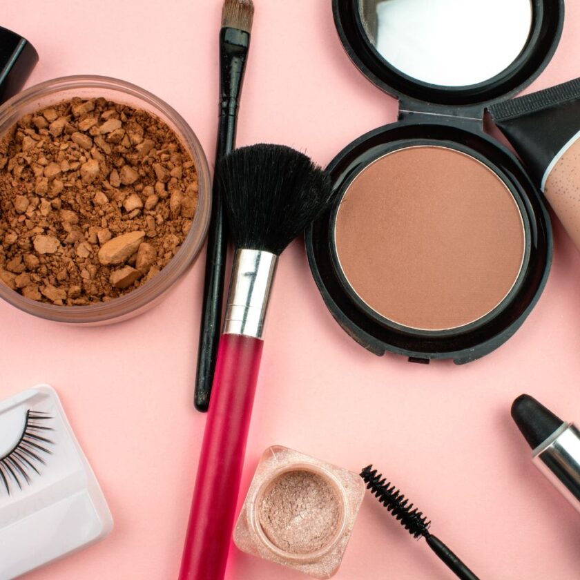 selection of make up items image licensed via canva pro and copyright via Getty Images and paolaroid