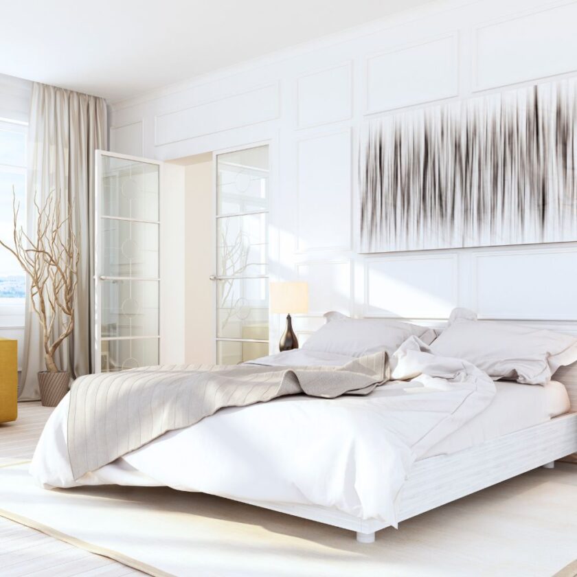 white luxury bedroom interior 