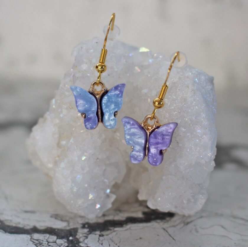 Butterfly Charm Earrings Purple From Glitters and Stickers