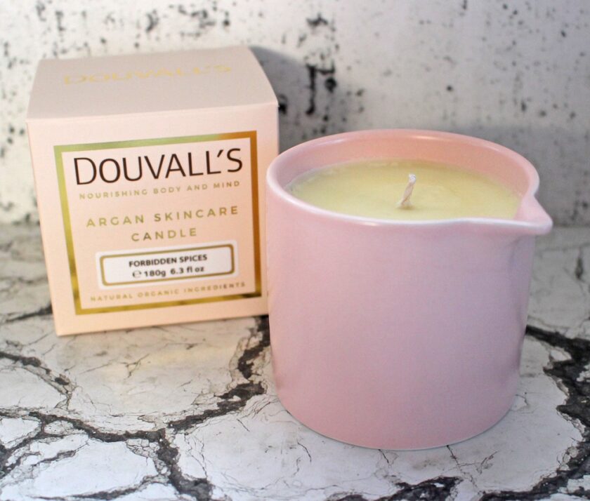 Douvalls Organic Argan Skincare Candle, Forbidden Spices Candle and Box