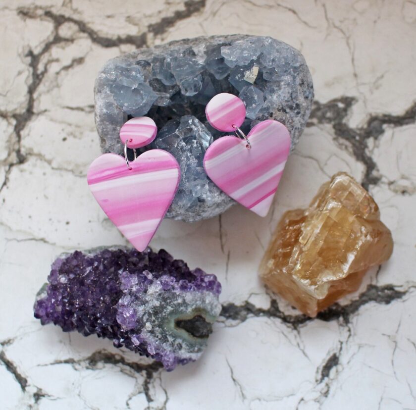 Heart Polymer Clay Earrings from Glitters and Stickers