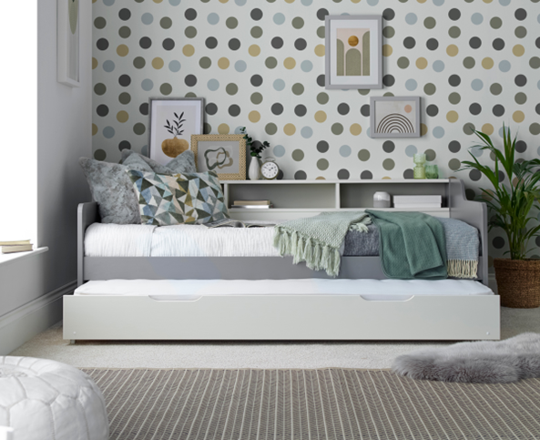 Pictured: Bedmr Tyler 3FT Single Wooden Bed with Trundle Bed. Available from Bedstar.